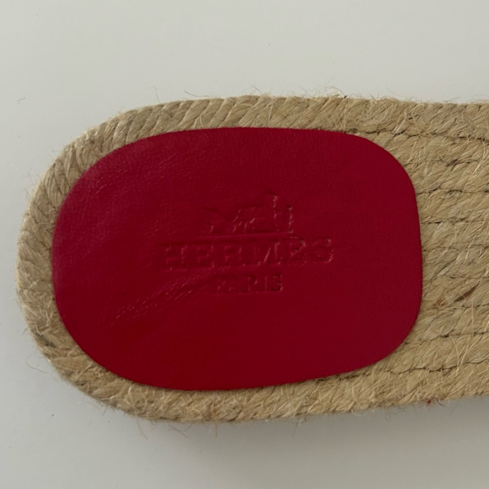 Hermes Lambskin Nappa Famosa Espadrille Slip On Flat Sandals size 37 - Picture 7 of 8